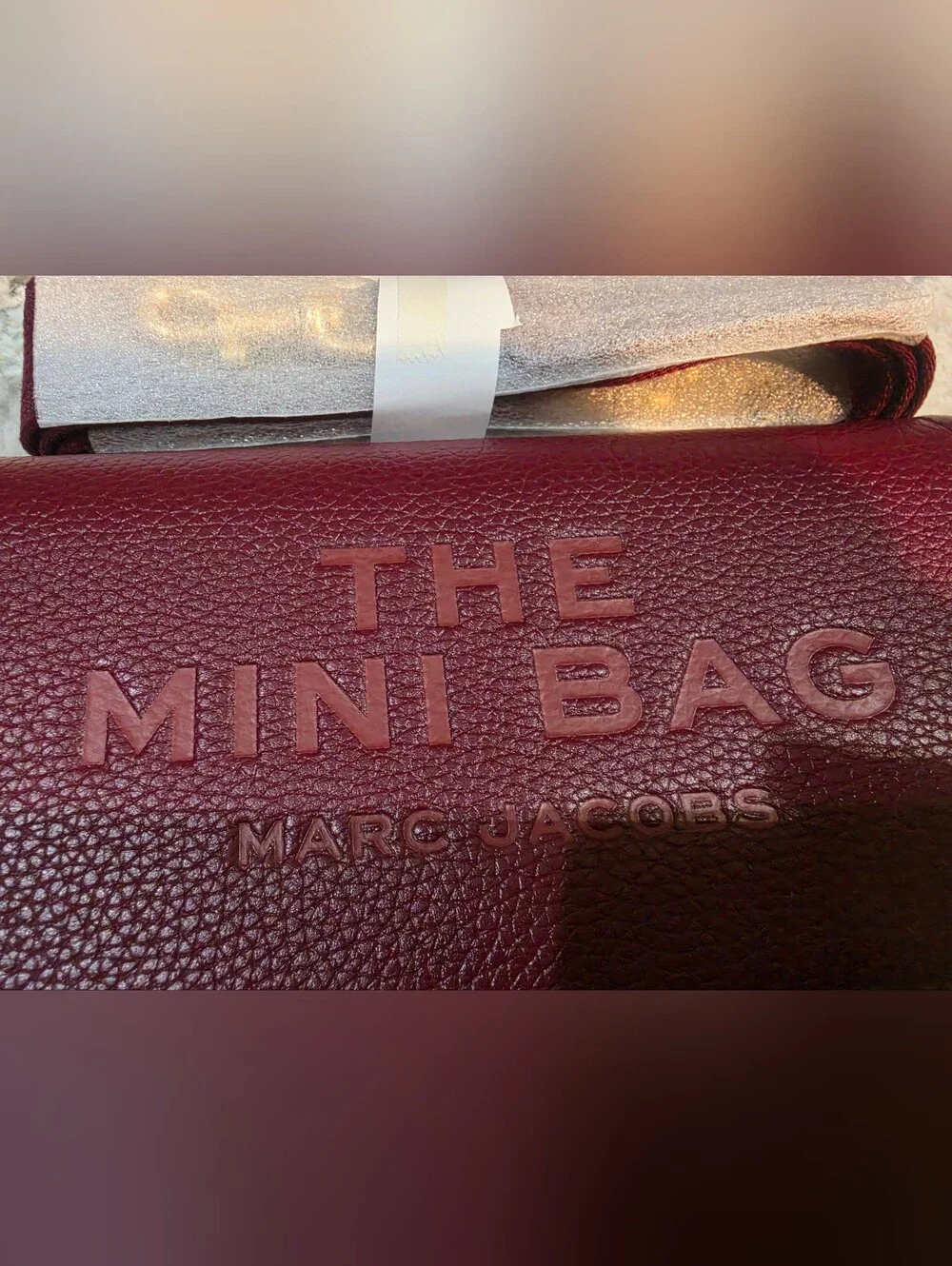 Marc Jacobs The Mini Bag Crossbody in Burgundy Pebble Leather
